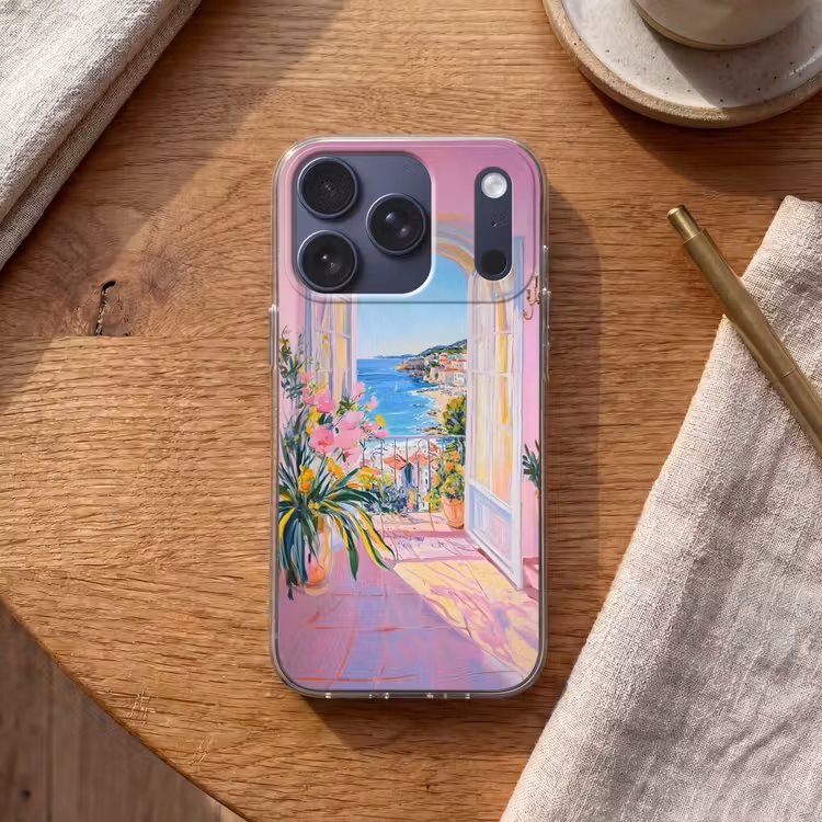 Roze - Buiten - Verf Telefoonhoesje iPhone 17 Pro klein -sfeer1