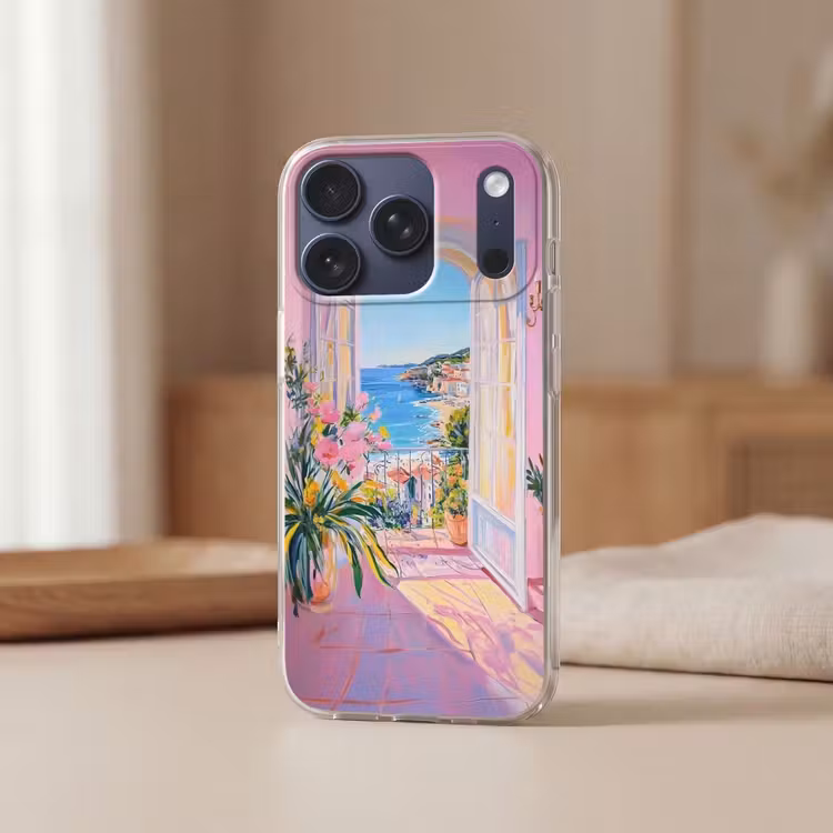 Roze - Buiten - Verf Telefoonhoesje iPhone 17 Pro klein -sfeer2