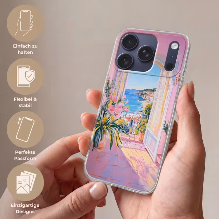 Roze - Buiten - Verf Telefoonhoesje iPhone 17 Pro klein -sfeer3_DE
