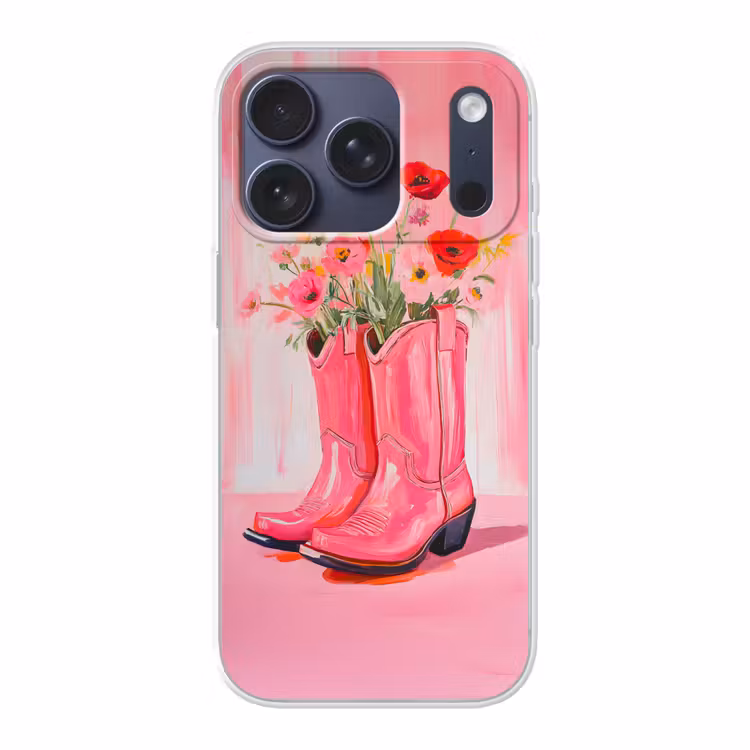 Roze - Bloemen - Cowboy Telefoonhoesje iPhone 17 Pro klein -3d