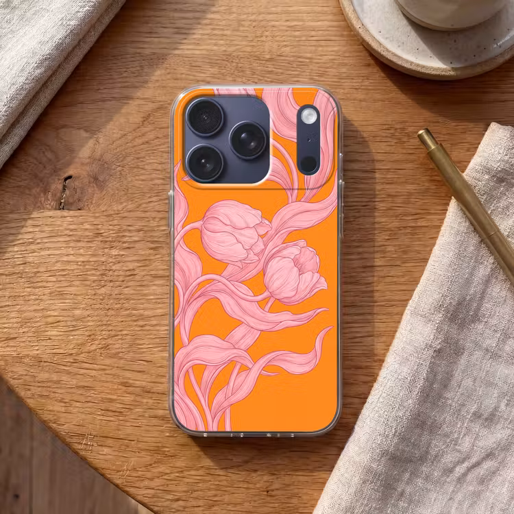 Handyhülle - Rosa Blumen – Modern - Roze bloemen - Modern Telefoonhoesje iPhone 17 Pro klein