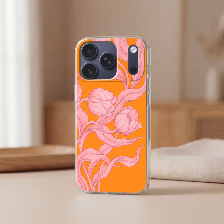 Handyhülle - Rosa Blumen – Modern - Roze bloemen - Modern Telefoonhoesje iPhone 17 Pro klein