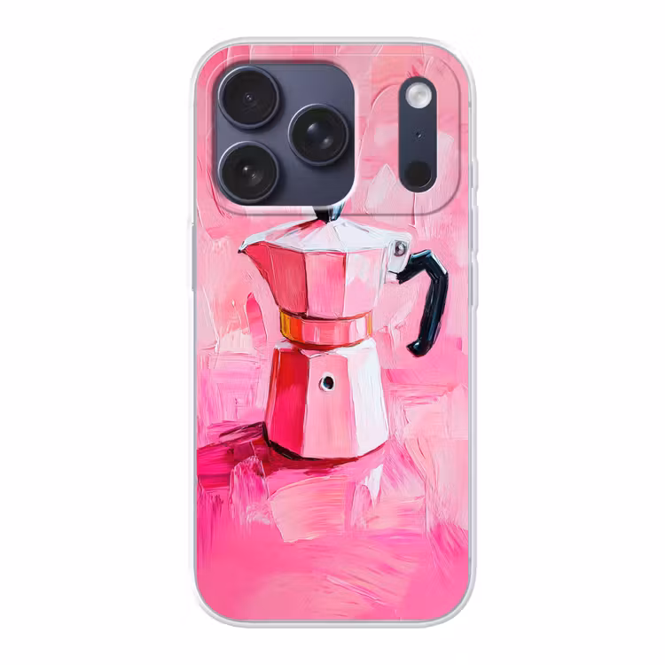 Roze - Verf - Coffee Telefoonhoesje iPhone 17 Pro klein -3d