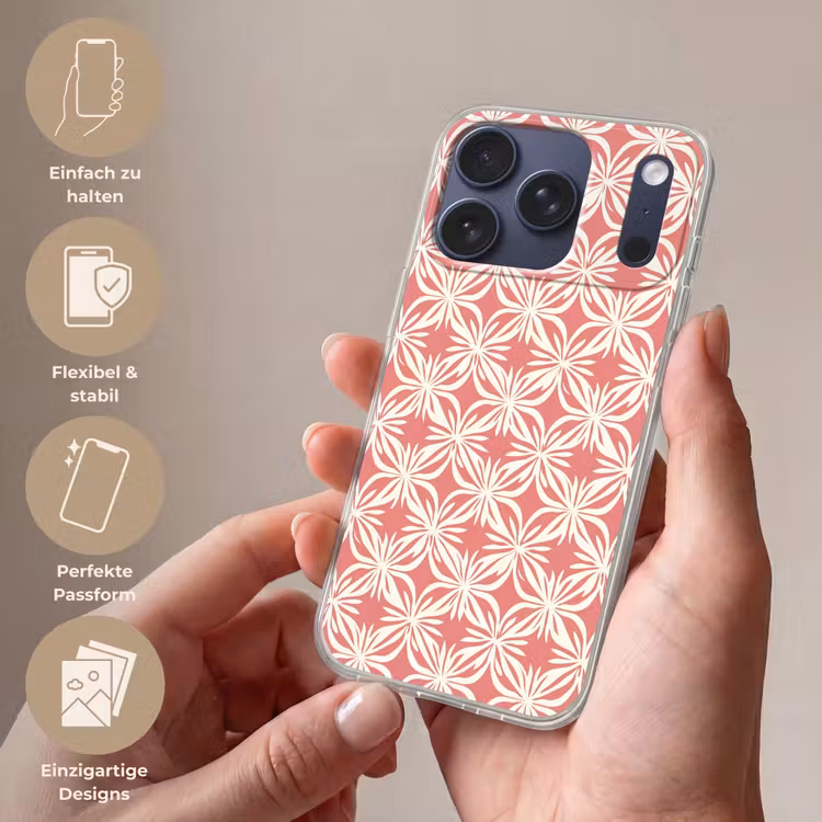 Roze - Bloemenmotief - Wit - Modern Telefoonhoesje iPhone 17 Pro klein 878 -sfeer3_DE