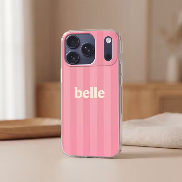 Roze - Gestreept - Belle Telefoonhoesje iPhone 17 Pro klein -sfeer2