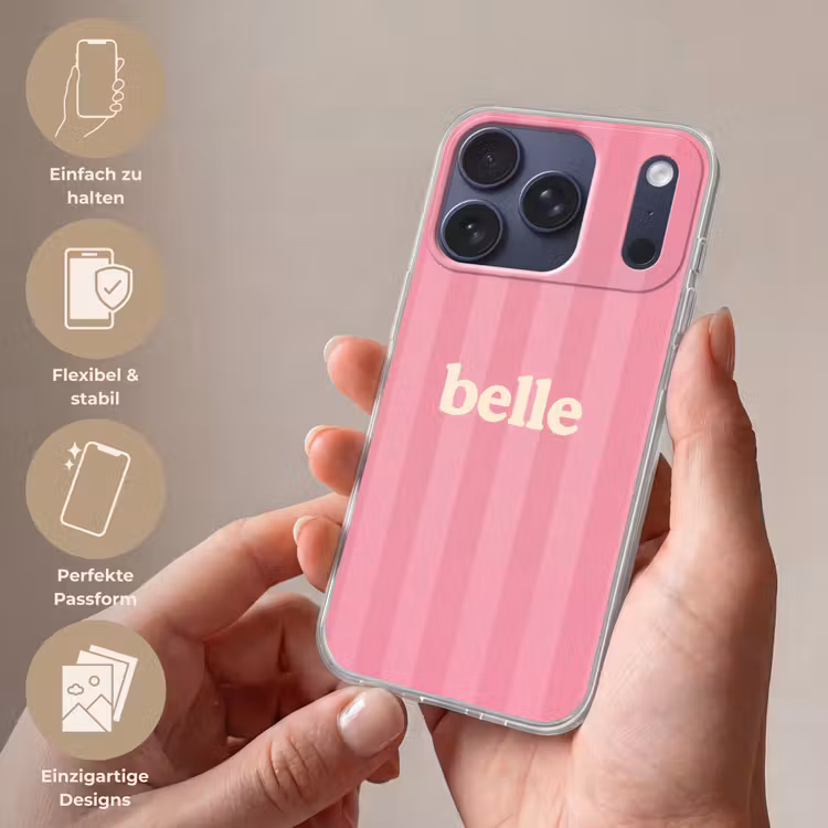 Roze - Gestreept - Belle Telefoonhoesje iPhone 17 Pro klein -sfeer3_DE