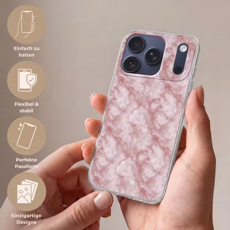 Roze - Kwartsmarmer - Aders Telefoonhoesje iPhone 17 Pro klein 878 -sfeer3_DE