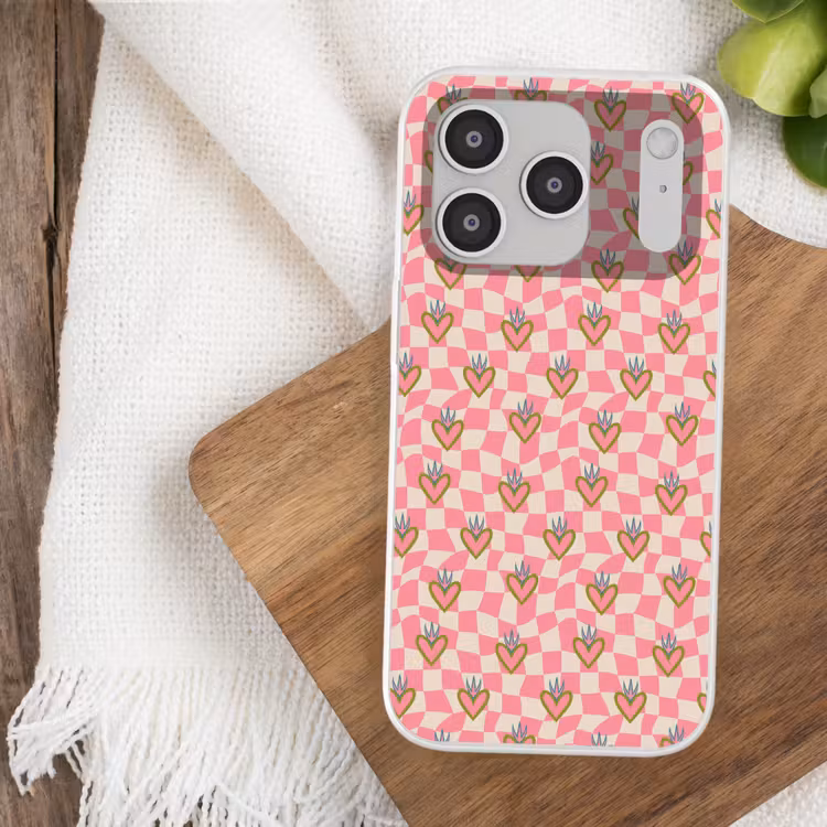 Roze - Retro - Patroon - Geblokt Telefoonhoesje iPhone 17 Pro klein 878 -sfeer1