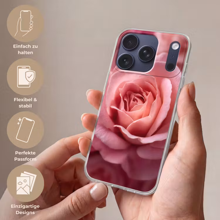 Roze - Roos - Romantisch Telefoonhoesje iPhone 17 Pro klein -sfeer3_DE