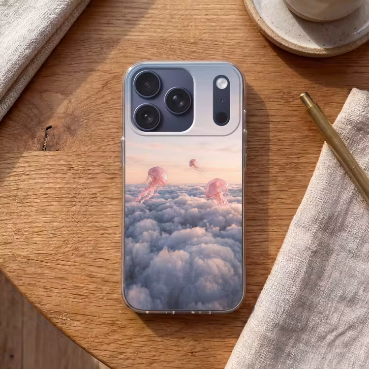 Handyhülle - Rosa Tier – Wolken - Roze dier - Wolken Telefoonhoesje iPhone 17 Pro klein