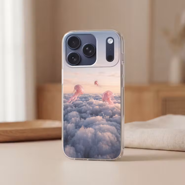 Handyhülle - Rosa Tier – Wolken - Roze dier - Wolken Telefoonhoesje iPhone 17 Pro klein