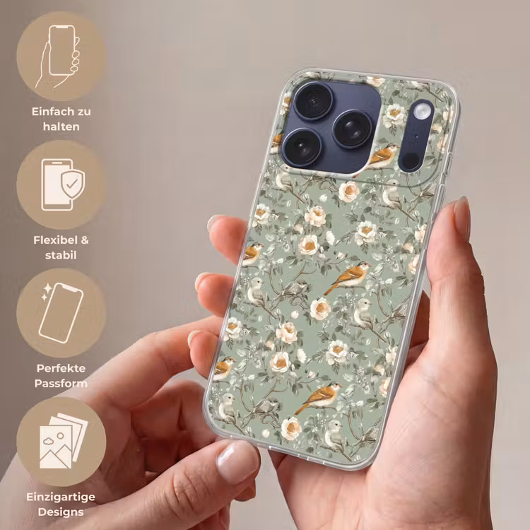 Roze - Vogels - Kleurrijk Telefoonhoesje iPhone 17 Pro klein 878 -sfeer3_DE