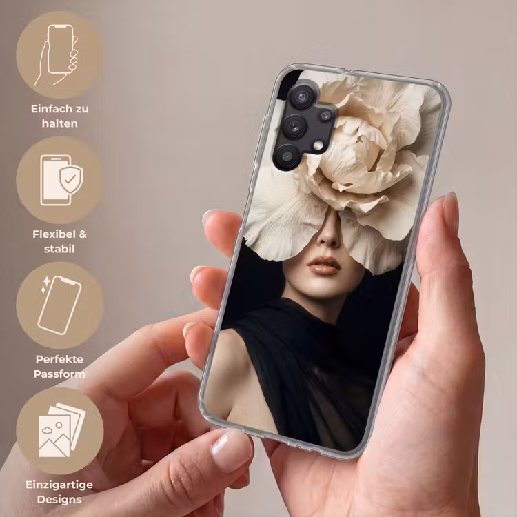 Roos - Tijdloos - Zwart Telefoonhoesje Samsung Galaxy A32 5G klein -sfeer3_DE