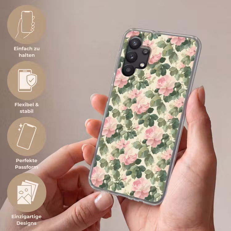 Rozen - Botanisch - Roze Telefoonhoesje Samsung Galaxy A32 5G klein 346 -sfeer3_DE