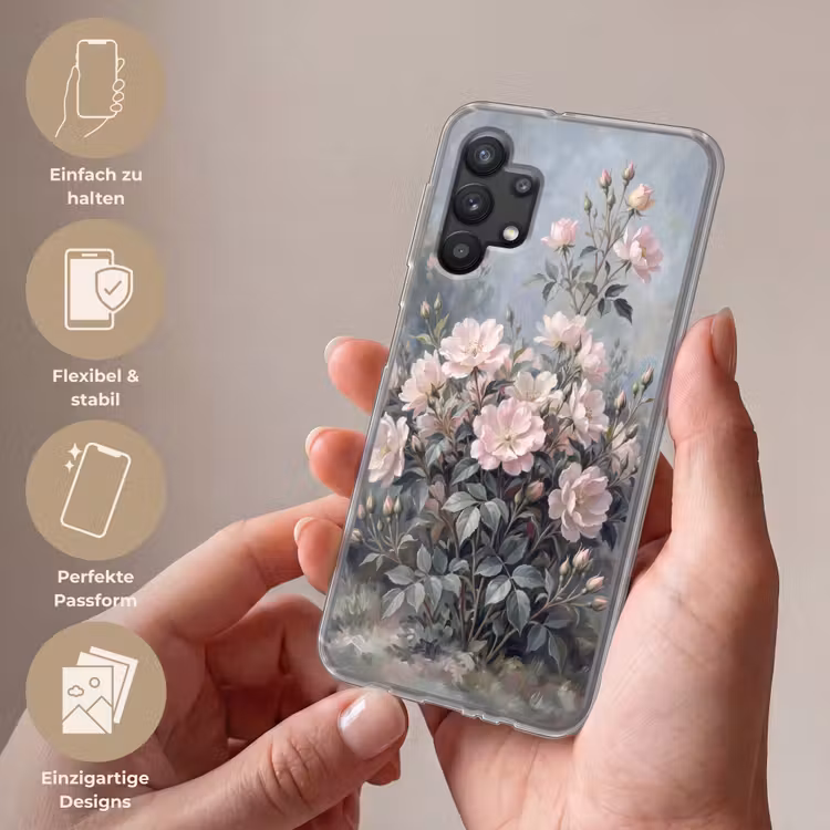 Rozen - Illustratie - Roze Telefoonhoesje Samsung Galaxy A32 5G klein -sfeer3_DE
