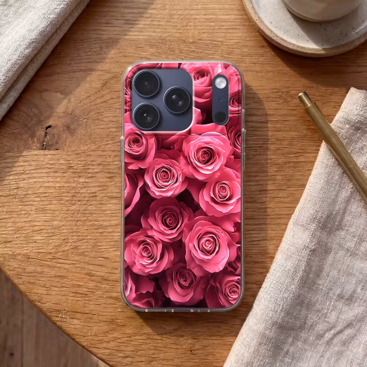 Rozen - Pink - Bloem Telefoonhoesje iPhone 17 Pro klein -sfeer1