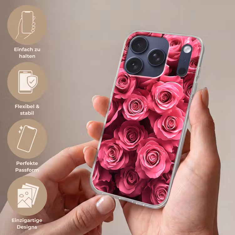 Rozen - Pink - Bloem Telefoonhoesje iPhone 17 Pro klein -sfeer3_DE