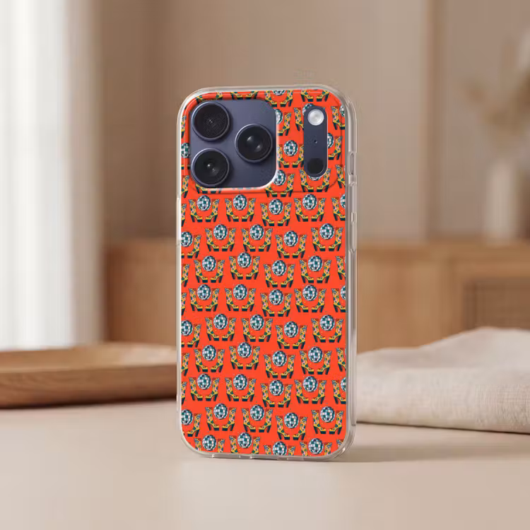Rood - Disco - Patroon Telefoonhoesje iPhone 17 Pro klein 878 -sfeer2
