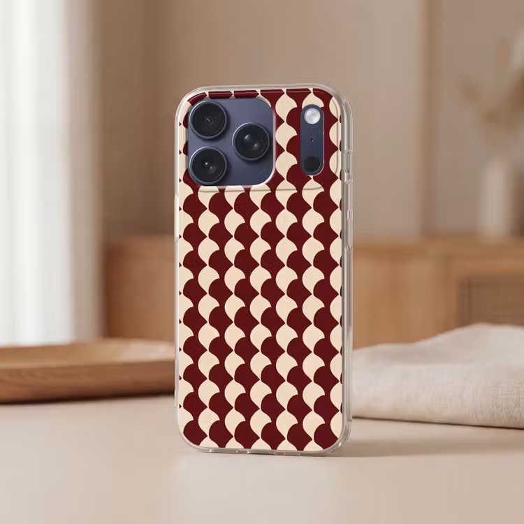 Rood - Tegelpatroon - Crème Telefoonhoesje iPhone 17 Pro klein 878 -sfeer2