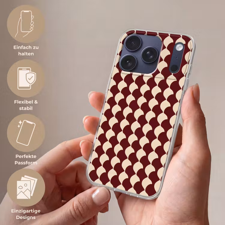 Rood - Tegelpatroon - Crème Telefoonhoesje iPhone 17 Pro klein 878 -sfeer3_DE