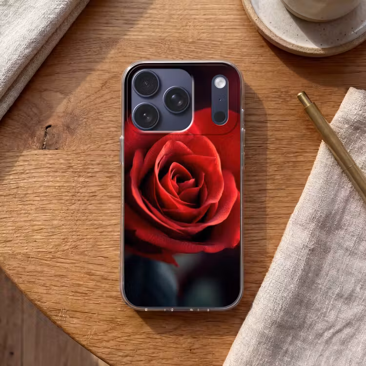 Rood - Roos - Romantisch Telefoonhoesje iPhone 17 Pro klein -sfeer1