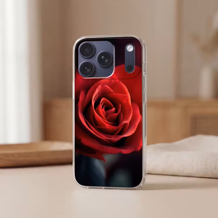 Rood - Roos - Romantisch Telefoonhoesje iPhone 17 Pro klein -sfeer2