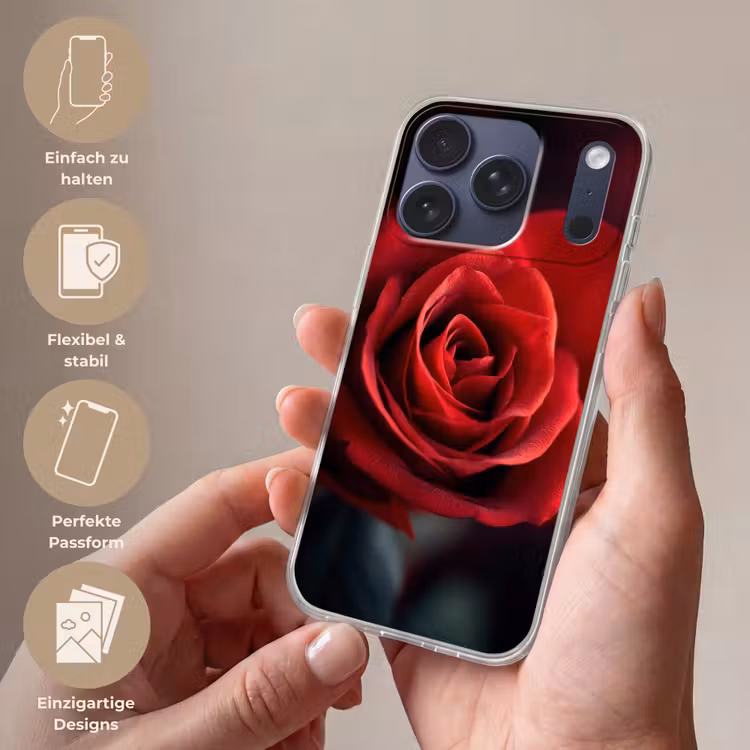 Rood - Roos - Romantisch Telefoonhoesje iPhone 17 Pro klein -sfeer3_DE