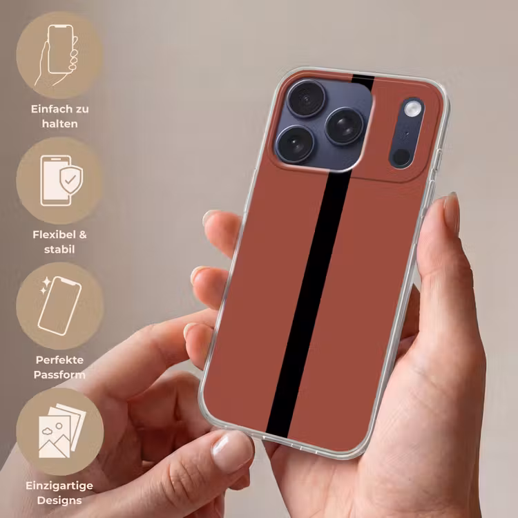 Rood - Zwart - Streep - Minimalistisch Telefoonhoesje iPhone 17 Pro klein -sfeer3_DE