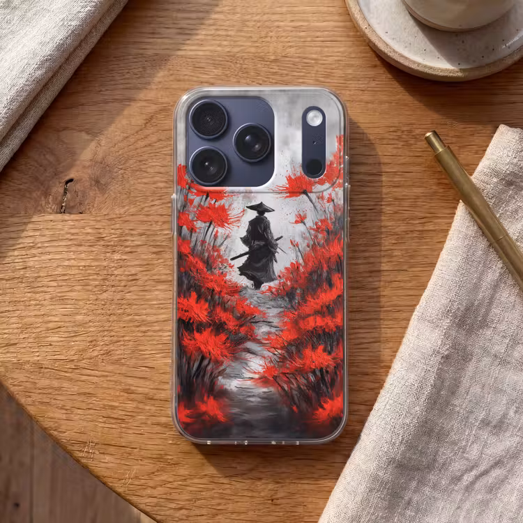 Rode bloemen - mistig - Man Telefoonhoesje iPhone 17 Pro klein -sfeer1