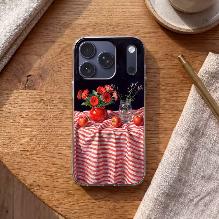 Handyhülle - Rote Blumen – Vase - Rode bloemen - Vaas Telefoonhoesje iPhone 17 Pro klein