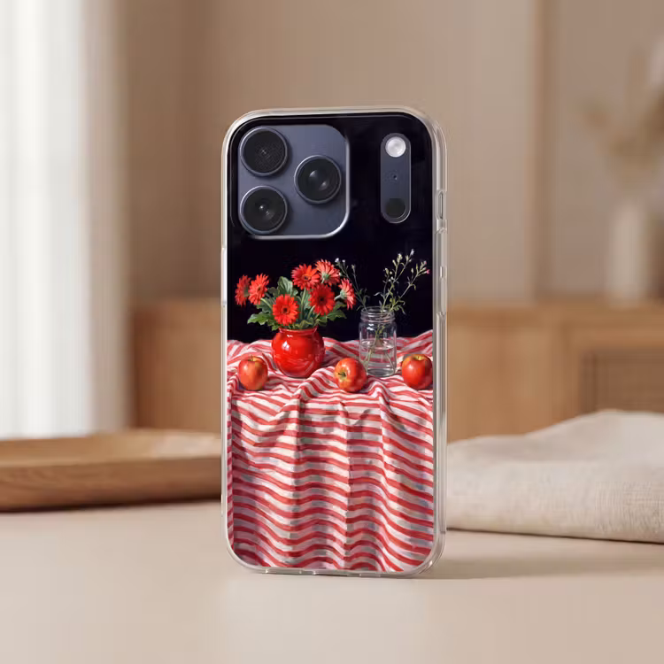 Handyhülle - Rote Blumen – Vase - Rode bloemen - Vaas Telefoonhoesje iPhone 17 Pro klein