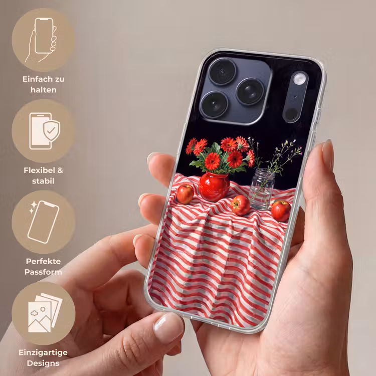 Handyhülle - Rote Blumen – Vase - Rode bloemen - Vaas Telefoonhoesje iPhone 17 Pro klein