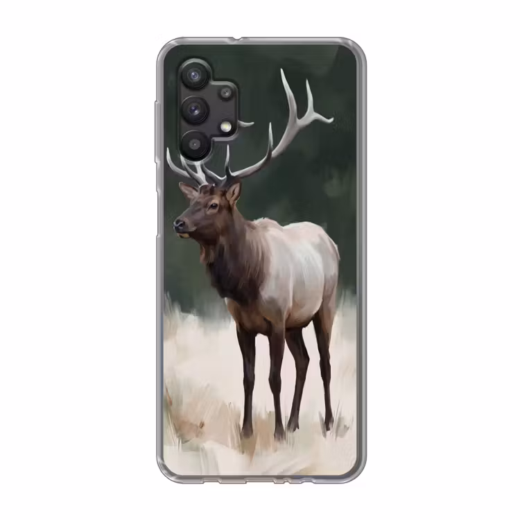 Edelhert - Gewei - Schildering - Rustiek Telefoonhoesje Samsung Galaxy A32 5G klein -3d