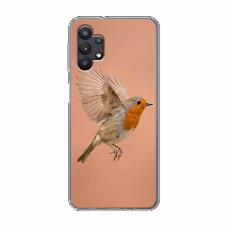 Roodborst - Natuur - Roze Telefoonhoesje Samsung Galaxy A32 5G klein -3d