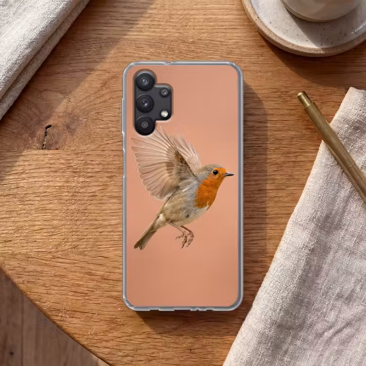 Roodborst - Natuur - Roze Telefoonhoesje Samsung Galaxy A32 5G klein -sfeer1