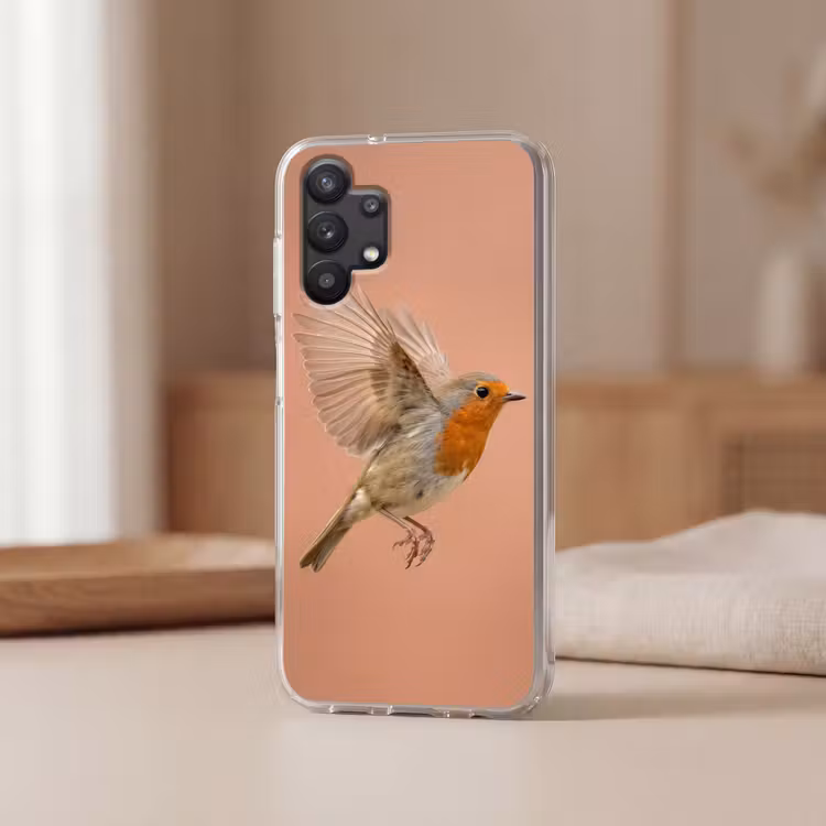 Roodborst - Natuur - Roze Telefoonhoesje Samsung Galaxy A32 5G klein -sfeer2