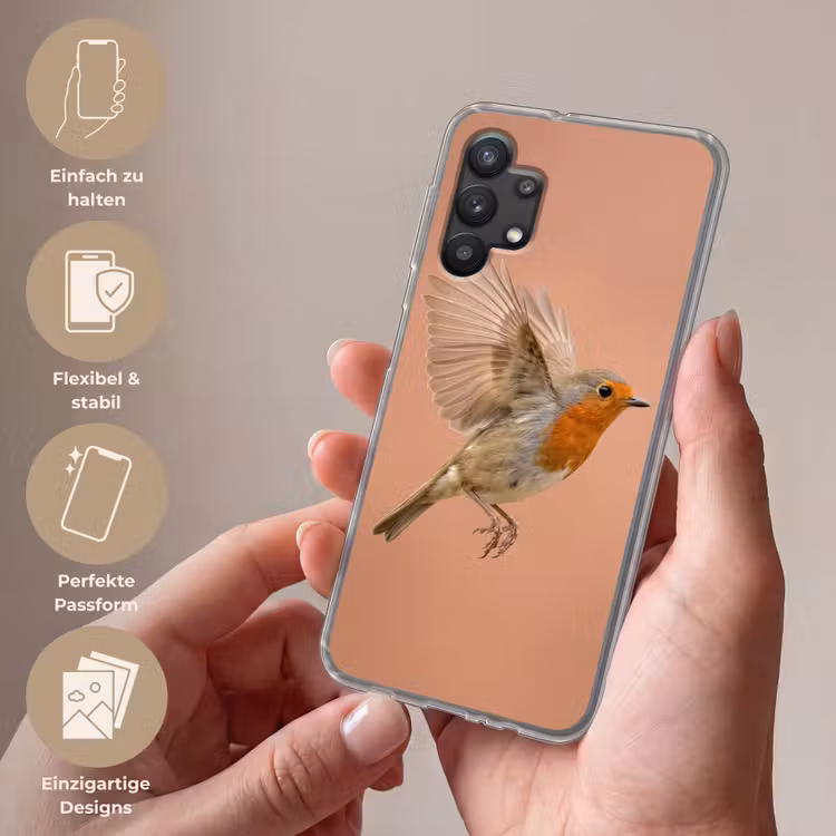 Roodborst - Natuur - Roze Telefoonhoesje Samsung Galaxy A32 5G klein -sfeer3_DE