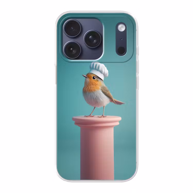 Roodborstje - Vogel - Koksmuts - Sokkel Telefoonhoesje iPhone 17 Pro klein -3d