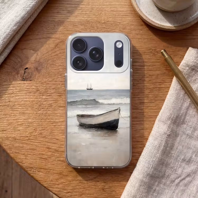Roeiboot - Zee - Horizon Telefoonhoesje iPhone 17 Pro klein -sfeer1
