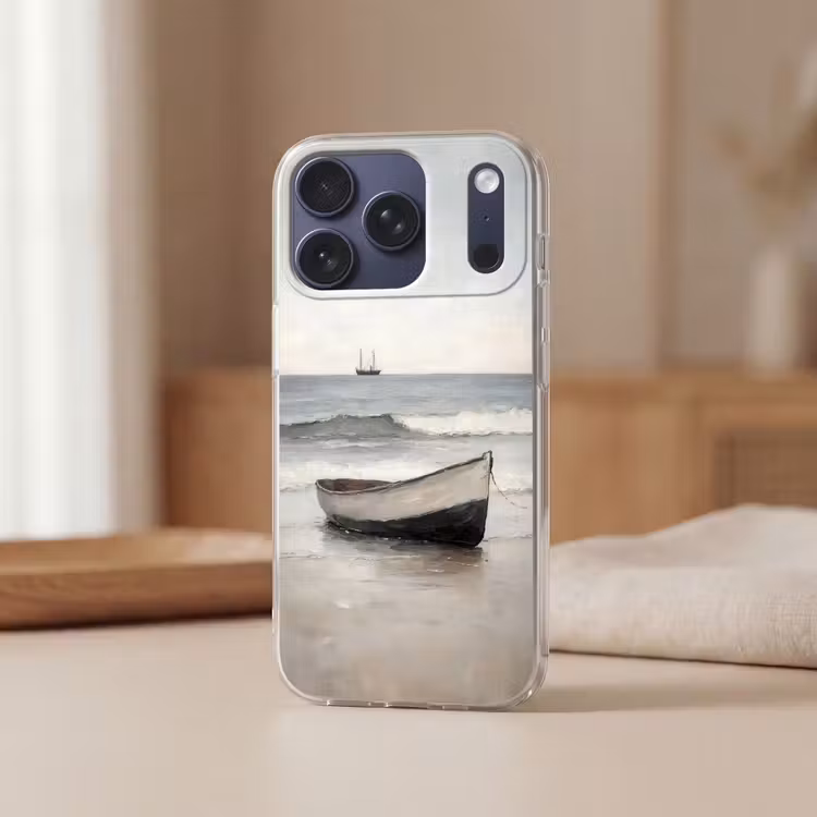 Roeiboot - Zee - Horizon Telefoonhoesje iPhone 17 Pro klein -sfeer2