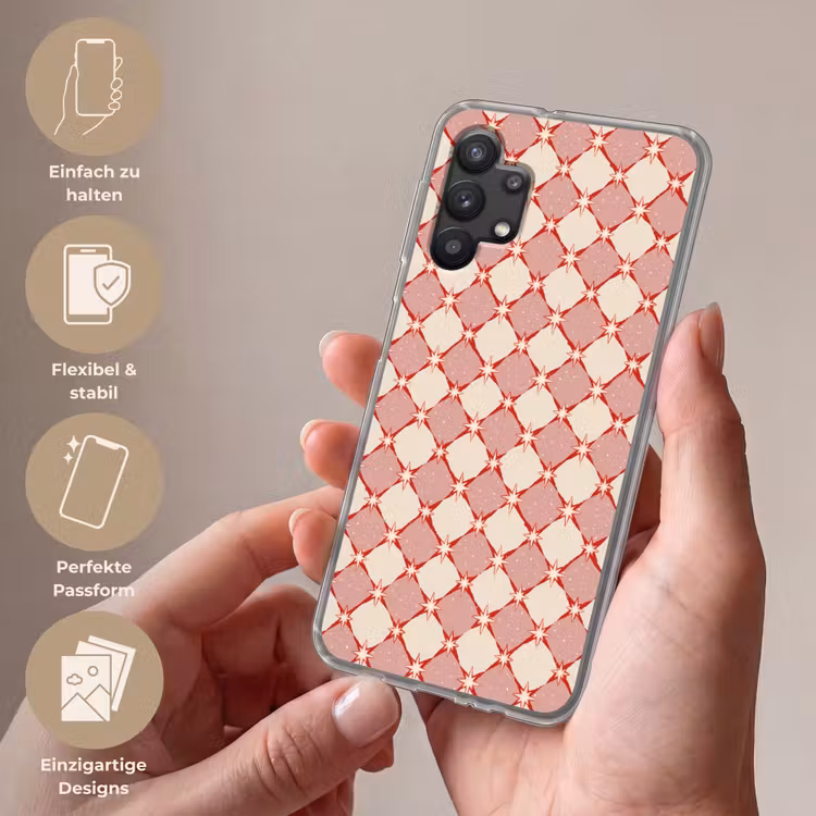 Ruiten - Sterren - Vintage - Oudroze - Rood Telefoonhoesje Samsung Galaxy A32 5G klein 346 -sfeer3_DE