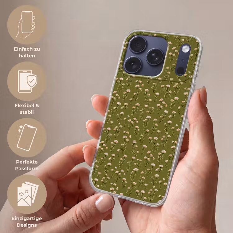 Landelijk - Bloemen - Groen Telefoonhoesje iPhone 17 Pro klein 878 -sfeer3_DE