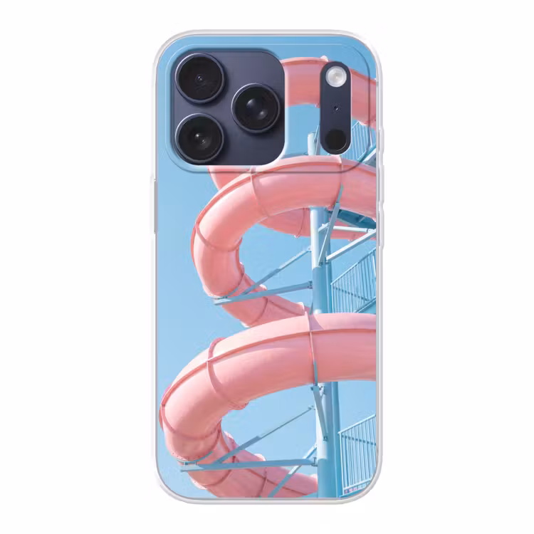 Glijbaan - Waterpark - Spiraal - Modern - Roze Telefoonhoesje iPhone 17 Pro klein -3d