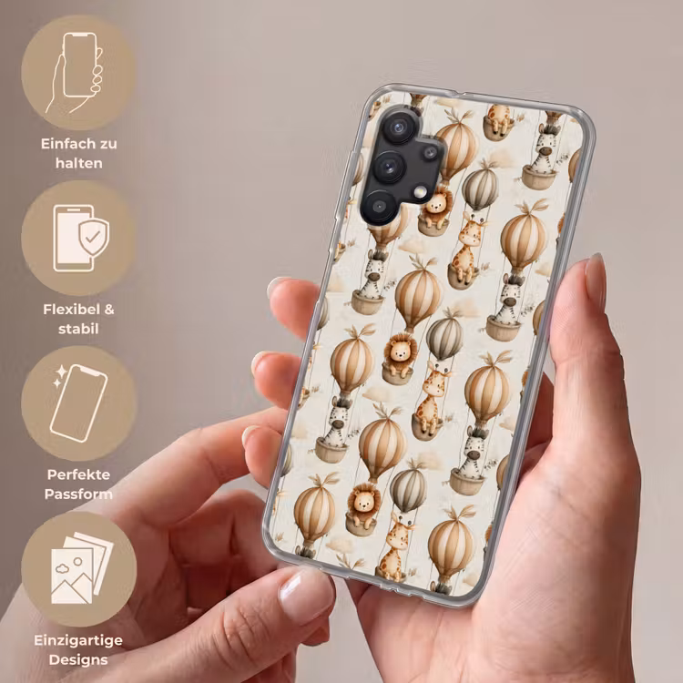 Safari - Luchtballonen - Taupe Telefoonhoesje Samsung Galaxy A32 5G klein 346 -sfeer3_DE