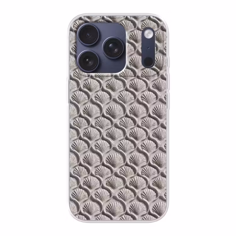 Zand - Schelpenvorm - Grijs Telefoonhoesje iPhone 17 Pro klein 878 -3d