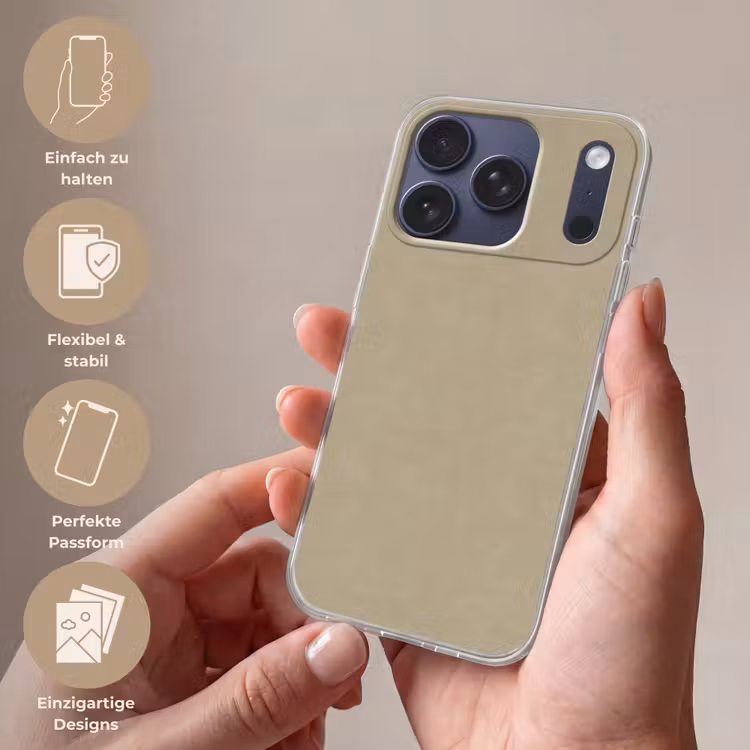 Zandkleur - Korrelige structuur - Beton Telefoonhoesje iPhone 17 Pro klein 878 -sfeer3_DE