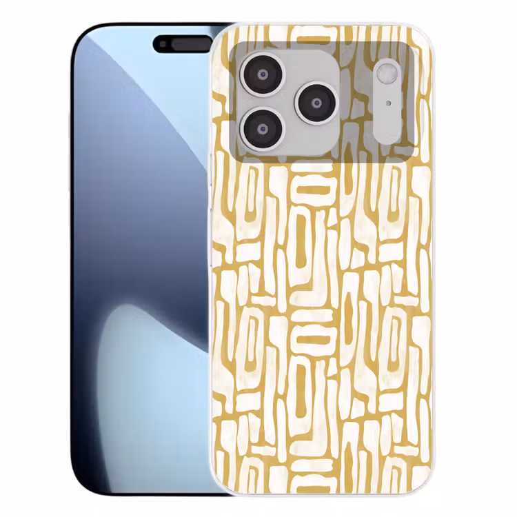 Zandkleur - Wit - Patroon Telefoonhoesje iPhone 17 Pro klein 878 -3d