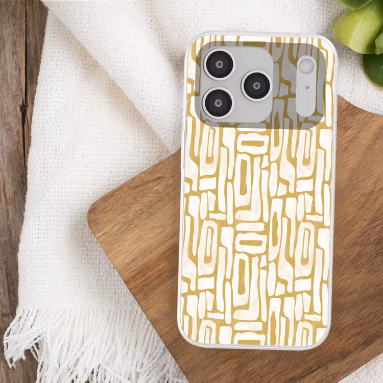 Zandkleur - Wit - Patroon Telefoonhoesje iPhone 17 Pro klein 878 -sfeer1