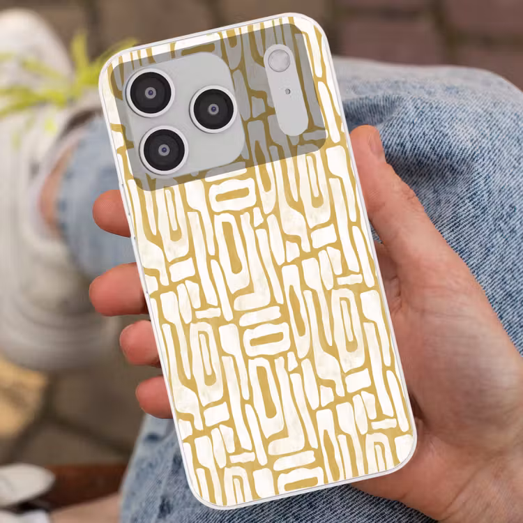 Zandkleur - Wit - Patroon Telefoonhoesje iPhone 17 Pro klein 878 -sfeer2