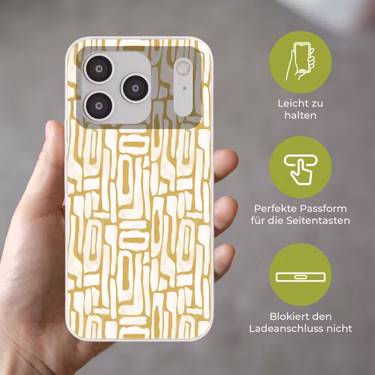 Zandkleur - Wit - Patroon Telefoonhoesje iPhone 17 Pro klein 878 -sfeer3_DE